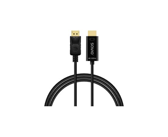Kabelis SAVIO Display Port - HDMI 4K 60Hz 1,5m