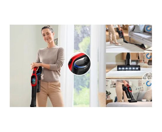Bosch BCS1041PET stick vacuum/electric broom Battery Dry HEPA Bagless 0.4 L 23.5 W Black, Red 4 Ah
