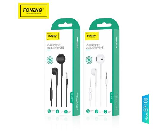 (Ir veikalā) Foneng EP100 In-Ear Headphones Austiņas (White)