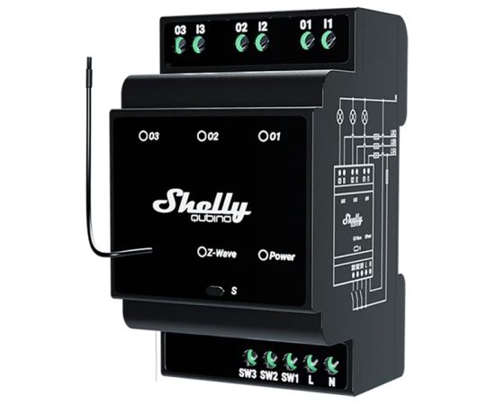 Shelly Qubino Wave Pro 3 Z-Wave 3 channel DIN rail relay
