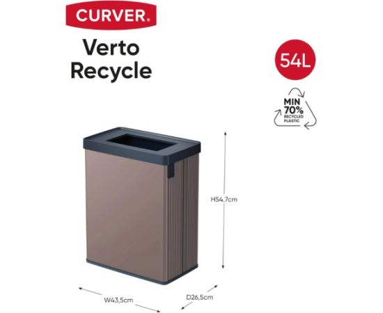Curver Atkritumu tvertne taisnstūrveida metalizēta Verto Recycle 54L pērļu rozā krāsā