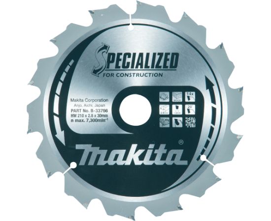 Griešanas disks kokam Makita B-33766; 210x2,8x30 mm