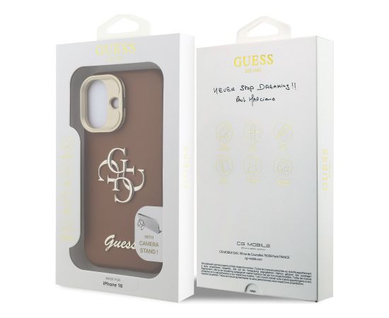 Guess PU Grained 4G Logo Stand Camera Frame Case Чехол для Apple iPhone 16