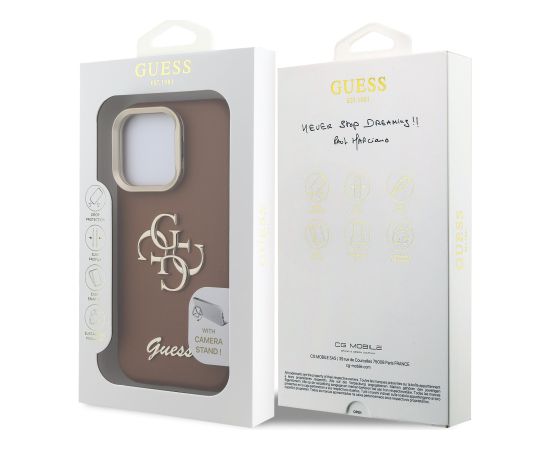 Guess PU Grained 4G Logo Stand Camera Frame Case Чехол для Apple iPhone 16 Pro Max