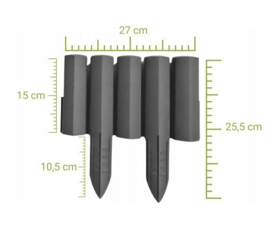 Dekoratīvā apmale / nožogojums dārzam 150x270 mm, 8 gab. (2,2 m), antracīta