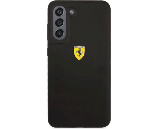 Ferrari Liquid Silicone Metal Logo Case for Samsung Galaxy S21 FE 5G Black