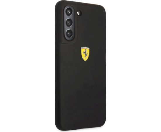 Ferrari Liquid Silicone Metal Logo Case for Samsung Galaxy S21 FE 5G Black