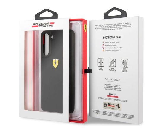 Ferrari Liquid Silicone Metal Logo Case for Samsung Galaxy S21 FE 5G Black