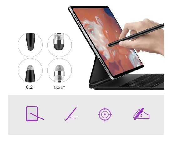 РУЧКА-СТИЛУС TECH-PROTECT USP100 С 4 НАКОНЕЧНИКАМИ ФИОЛЕТОВЫЙ|РОЗОВЫЙ