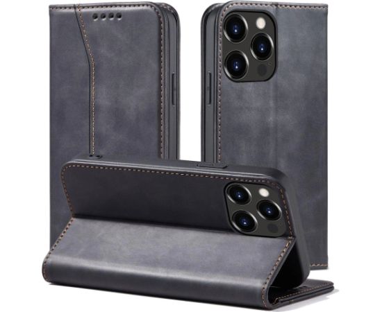 Hurtel Fusion Magnet Fancy 2 grāmatveida maks priekš iPhone 14 Pro Max melns