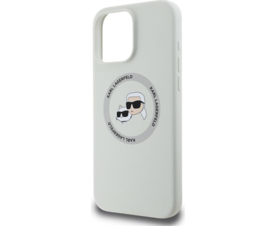 Karl Lagerfeld Liquid Silicone K&CH Heads MagSafe Case for iPhone 16 Pro Beige
