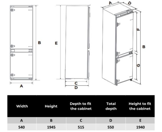 Built-in fridge Brandt