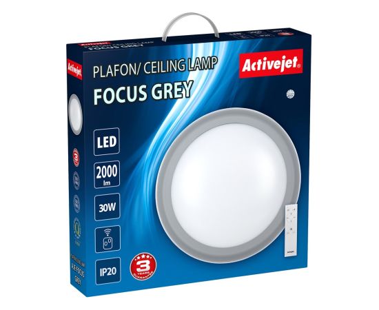 Modern LED dimmable ceiling plafond Activejet FOCUS Grey wireless control by remote