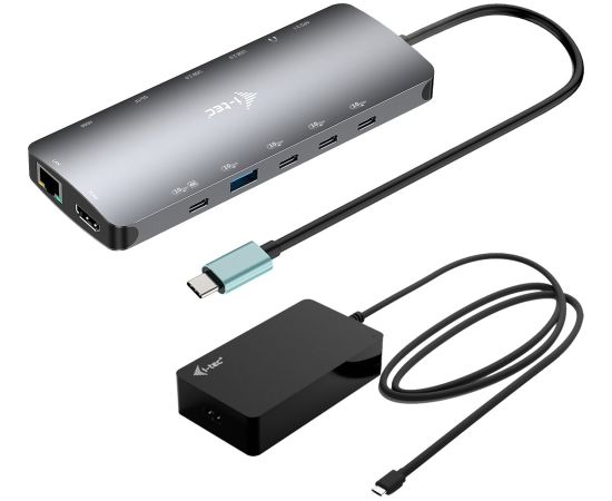 I-TEC USB-C Metal NanoDock 2xHDMI 1xUSB-C Video 1xGLAN 1xAudio/Mic 1xSD/microSD 1xUSB 3.2 3xUSB-C 3.2 Gen2 2xUSB 2.0 PD140W+charger