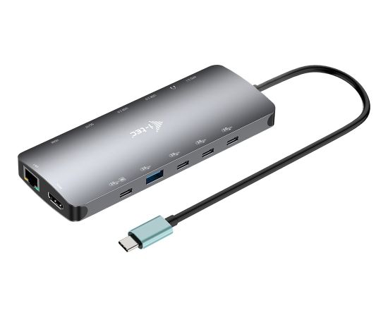 I-TEC USB-C Metal NanoDock 2xHDMI 1xUSB-C Video 1xGLAN 1xAudio/Mic 1xSD/microSD 1xUSB 3.2 3xUSB-C 3.2 Gen2 2xUSB 2.0 PD140W+charger