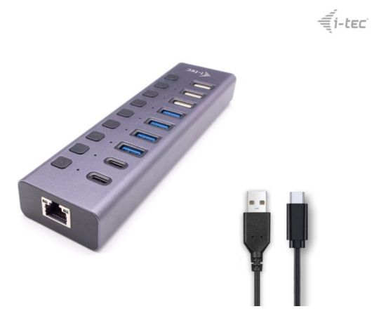 HUB USB I-TEC 1x RJ-45  + 7x USB-A 3.0 3.2 Gen1 3.1 Gen1 (CACHARGEHUB9LAN)