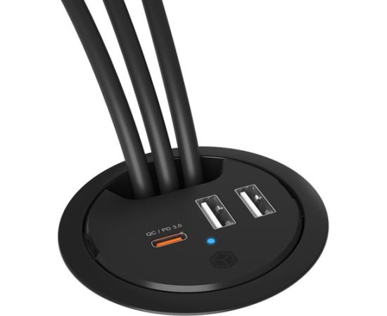 Raidsonic Iebūvējama galda rozete Icy Box IB-HUB1407 3 Port  2x USB-A, 1x USB-C, 60mm