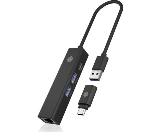 Raidsonic Icy Box Hub IB-HUB1439-LAN 4w1 HUB, 1x USB-C, 2xUSB-A, 1x LAN