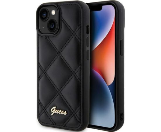 Guess Quilted Metal Logo Case Aizsargapvalks Priekš Apple iPhone 15