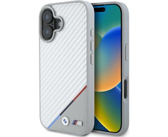 BMW BMHMP16S23PUDTS iPhone 16 6.1" szary|grey hardcase M Carbon Tricolor Line MagSafe