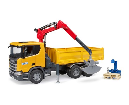 BRUDER Scania Super 560R Baustellen-LKW mit Kran und 2 Paletten