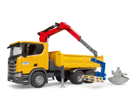 BRUDER Scania Super 560R Baustellen-LKW mit Kran und 2 Paletten