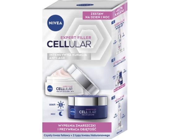 NIVEA EXPERT FILLER CELLULAR Zestaw prezentowy Intensywna kuracja Anti - Age Krem na dzień + Krem na noc