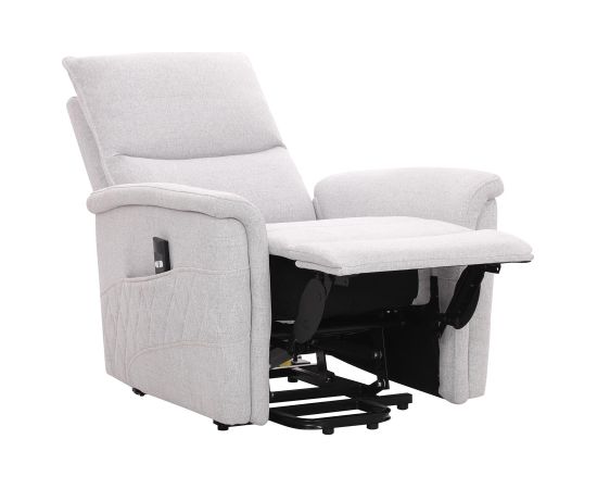 Recliner armchair GIANNI with electric lifting mechanism, grayish-white