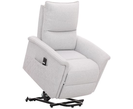 Recliner armchair GIANNI with electric lifting mechanism, grayish-white