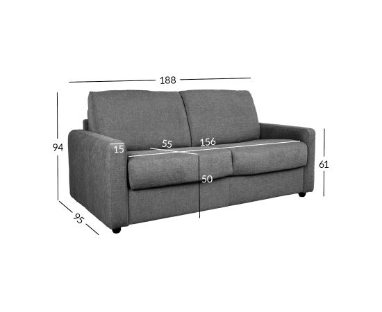 Sofa bed PROVO 2-seater, dark grey