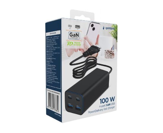 CHARGER USB UNIVERSAL 4P 100W/TA-UC-2A2C-PD100-01-BK GEMBIRD
