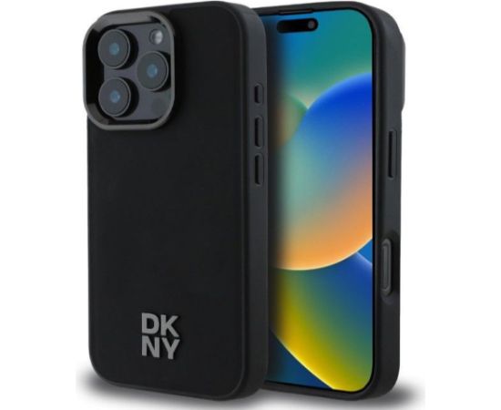 DKNY Apple  iPhone 16 Pro Max PU Leather Stack Logo Magsafe Case Black