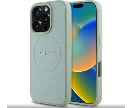 Guess Apple  Phone 16 Pro Max PU Grained Classic Logo MagSafe Case Green