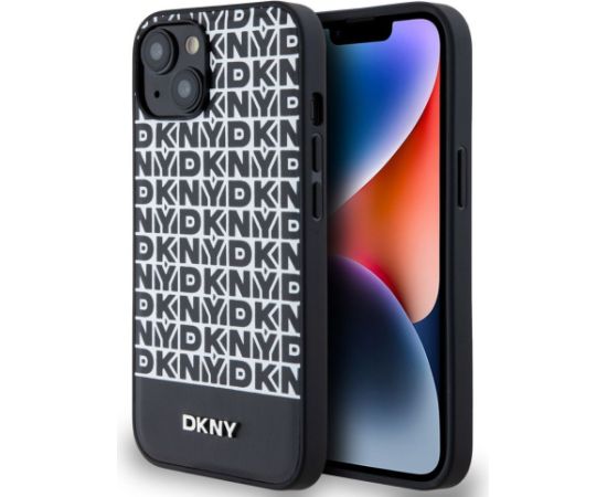 DKNY Apple  DKNY PU Leather Repeat Pattern Bottom Stripe MagSafe Case for iPhone 13 Black