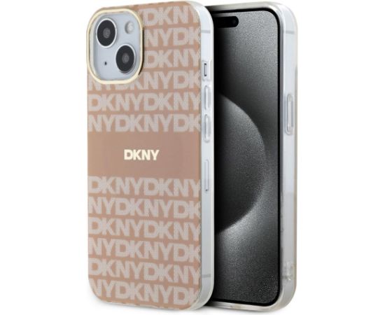 DKNY Apple  DKNY PC/TPU Repeat Pattern Tonal Stripe Magsafe Case for iPhone 15 Pink