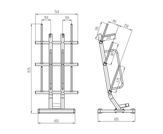 Statīvs STR40 WEIGHT AND BARBELL TRAINING PUMP RACK HMS