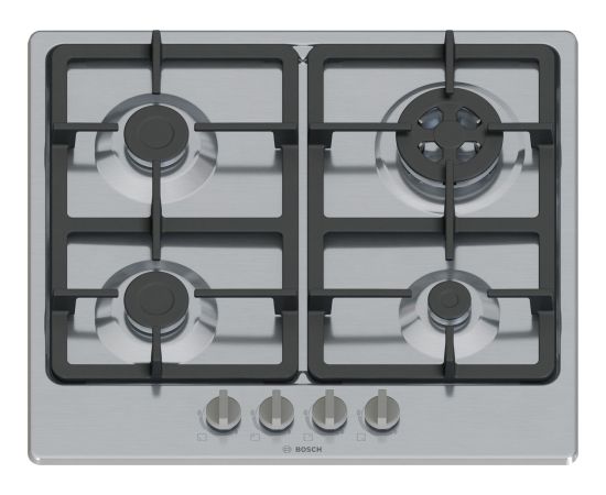 Bosch Serie 4 PGH6B5K90 hob Stainless steel Built-in 58 cm Gas 4 zone(s)