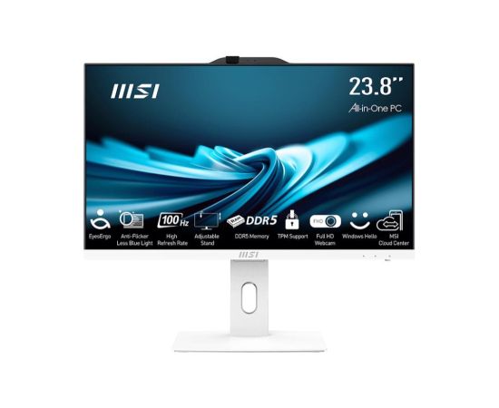 Monoblock PC MSI PRO AP241P 14M Business All in One CPU Core i5 i5-14400 2500 MHz Screen 23.8" RAM 16GB DDR5 5600 MHz SSD 500GB Graphics card Intel UHD Graphics Integrated Colour White PROAP242P14M-892XEU