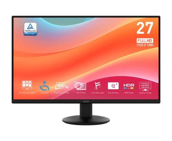 LCD Monitor MSI PRO MP272L 27" Business Matte Panel IPS 1920x1080 16:9 100Hz 1 ms Tilt Colour Black PROMP272L