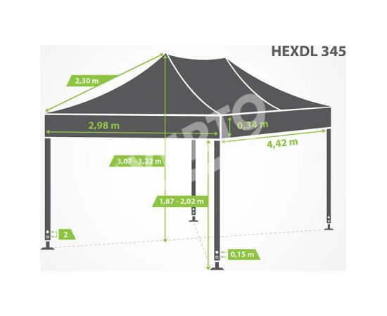 3x4,5 м без боковинами HEX40