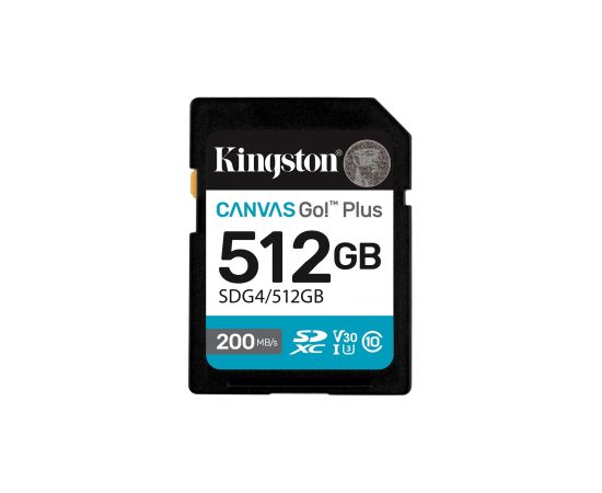 Kingston Technology Canvas Go! Plus 512GB SDXC Canvas Go Plus Gen4 200MB/s C10 UHS-I U3 V30