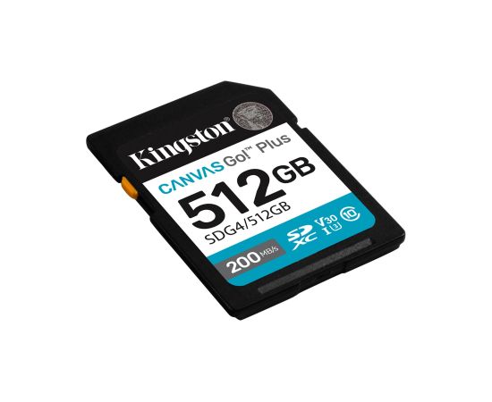 Kingston Technology Canvas Go! Plus 512GB SDXC Canvas Go Plus Gen4 200MB/s C10 UHS-I U3 V30