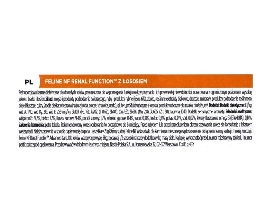 PURINA NF Renal Function Feline Salmon - wet cat food - 10x85g