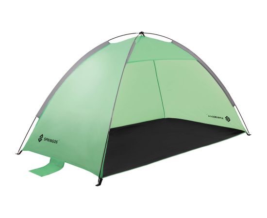 Pludmales telts Springos PT034, dārza, 210×120×112 cm tūrisma ar somu, UV filtrs zaļi‑pelēki‑melna