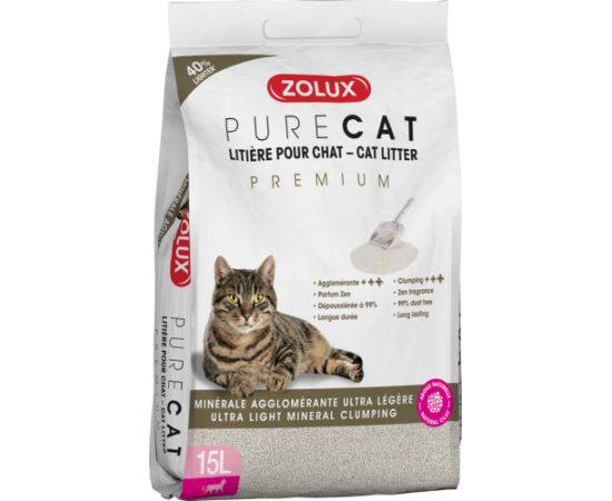 ZOLUX Żwirek dla kota mineralny zbrylający PURECAT Premium 15 l