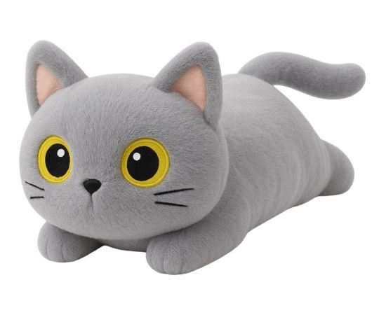 Leantoys Pluszowa Maskotka Przytulanka Kot Szary Duże Oczy 45cm