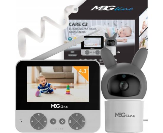 Mbg Line Bezprzewodowa Obrotowa Niania Elektroniczna HD Ekran 4.3" Kamera LCD ZOOM