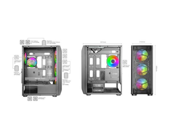 Mars Gaming MC-KX XXL Компьютерный корпус E-ATX / 5x FAN / ARGB Chroma