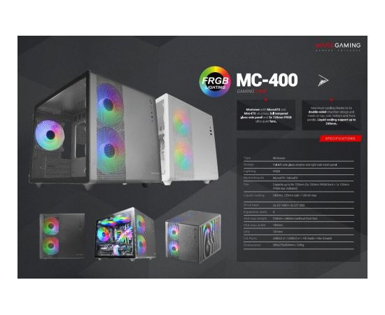 Mars Gaming MC400W Datora korpuss mATX / balts