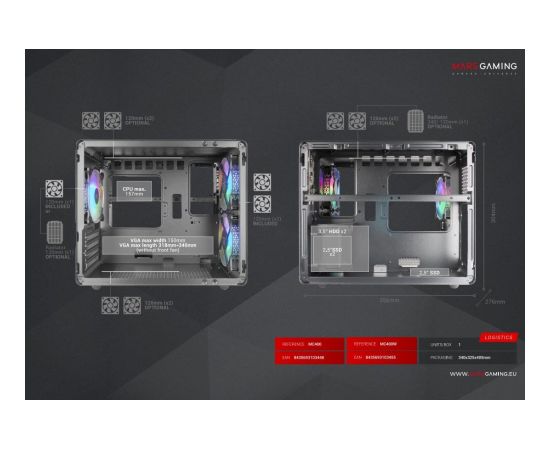 Mars Gaming MC400W Datora korpuss mATX / melns